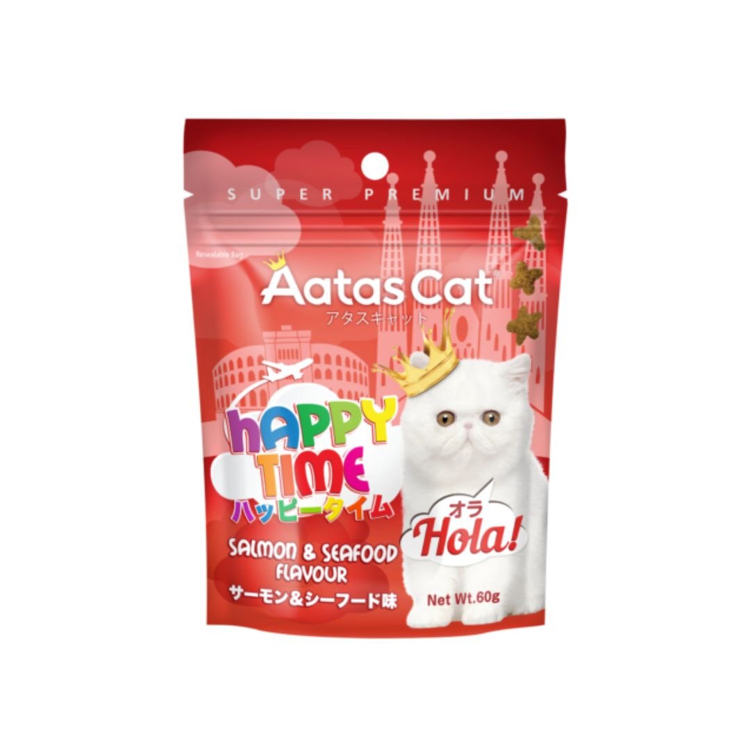 (exp: 23 Aug 2025) Aatas Cat 60g Happy Time Hola Salmon & Seafood Treat