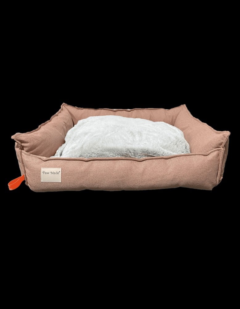 Paw Made Cotton Rectangle Bolster Bed - Pink 