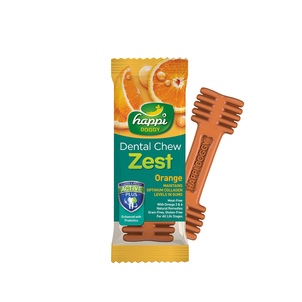 Happi Skippi Dog 25g Zest Regular 4-inch Orange Dental Chew Dog Treat