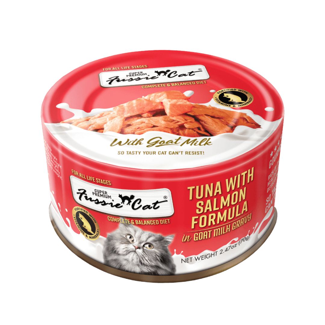 Fussie Cat Goat Milk 70g Tuna With Salmon In Gravy Wet Cat Food