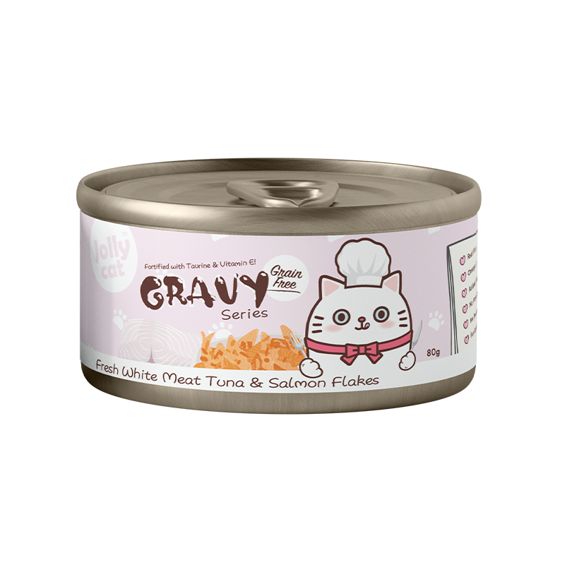 Jollycat Cat 80g Fresh White Tuna & Salmon Flakes In Gravy Wet Cat Food