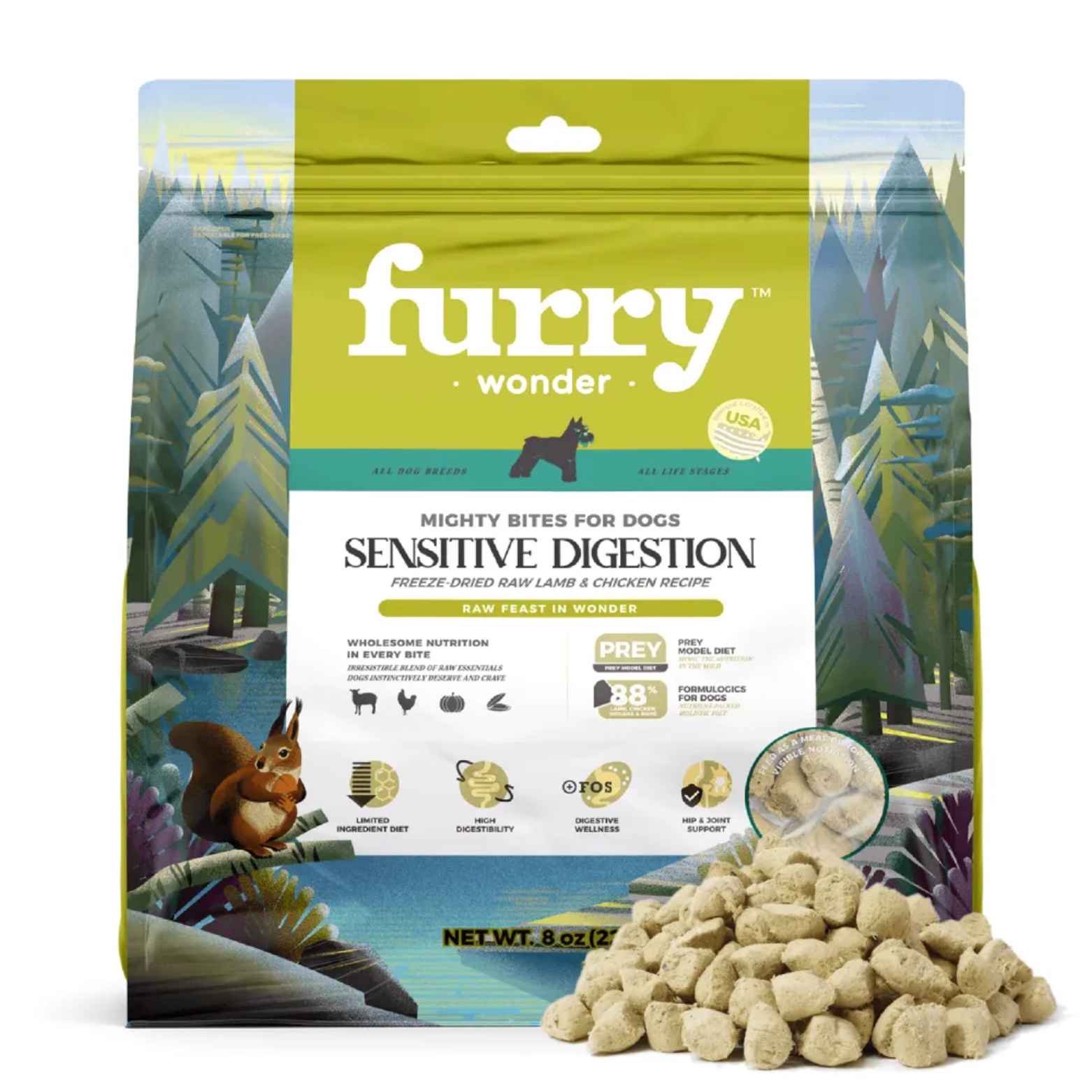Furry Wonder Dog 453g (16oz) Sensitive Digestion Freeze-dried Raw Lamb & Chicken Recipe For Dogs