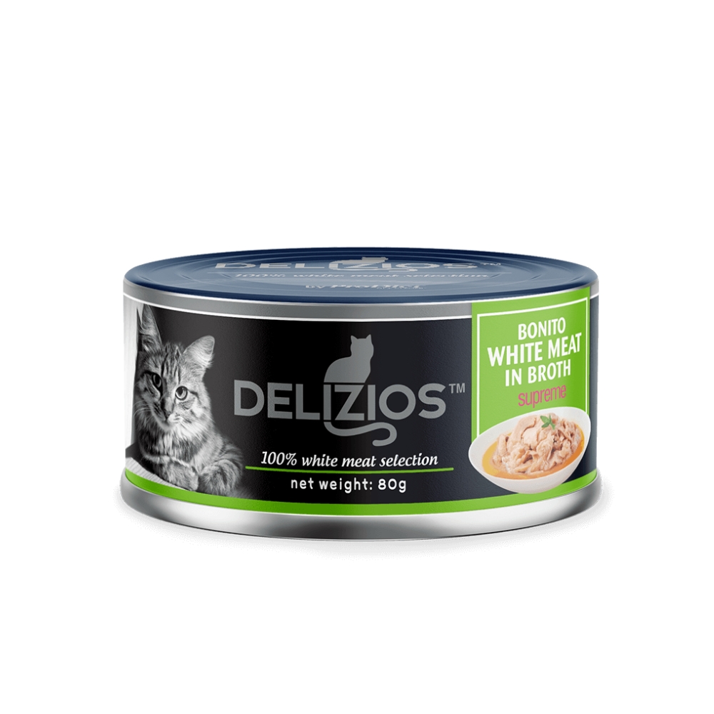 Delizios Cat 80g Bonito White Meat In Broth Supreme Wet Cat Food