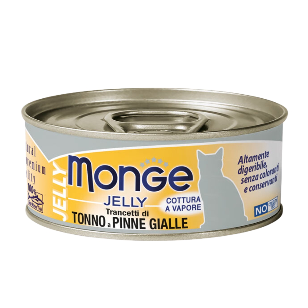 Monge Cat Jelly 80g Adult Yellowfin Tuna Flakes Wet Cat Food