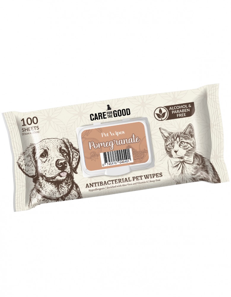 Care For The Good Antibacterial Pet Wipes Pomegranate