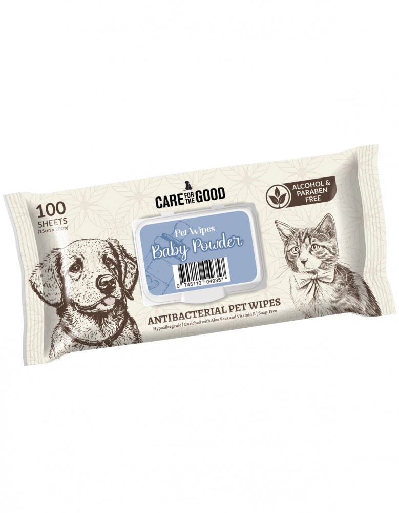 Care For The Good Antibacterial Pet Wipes Baby Powder