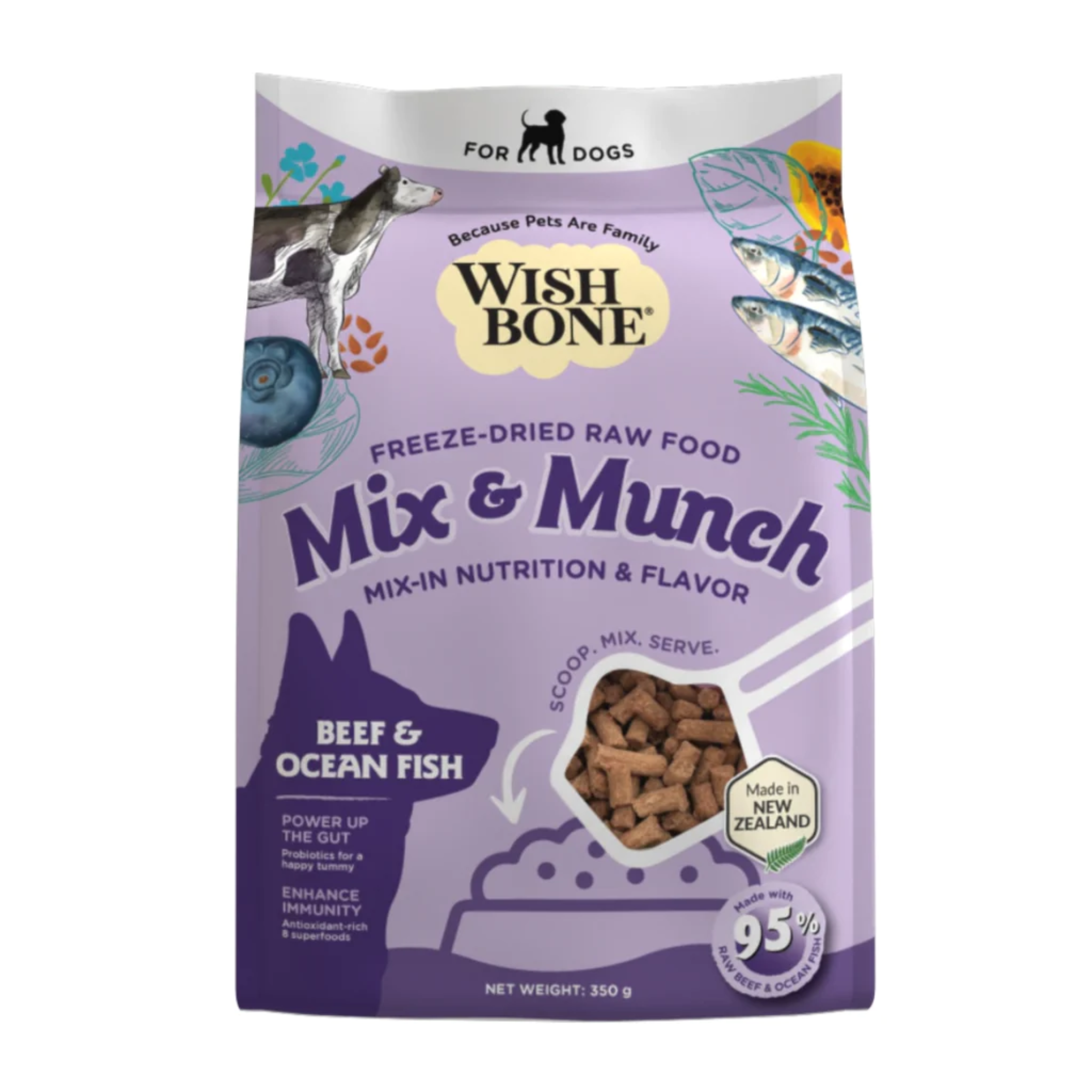 Wishbone Dog 350g Mix & Munch Beef & Ocean Fish Grain-free Freeze-dried Raw Food Dog Food Topper