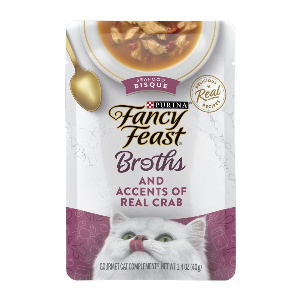 Fancy Feast Cat 40g Seafood Bisque Broth And Accents Of Real Crab Pouch Wet Cat Food