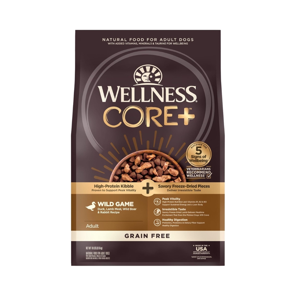 Wellness Core+ (formerly Rawrev) Dog 9kg (18lb) Wild Game With Freeze Dried Lamb Grain Free Dry Dog Food