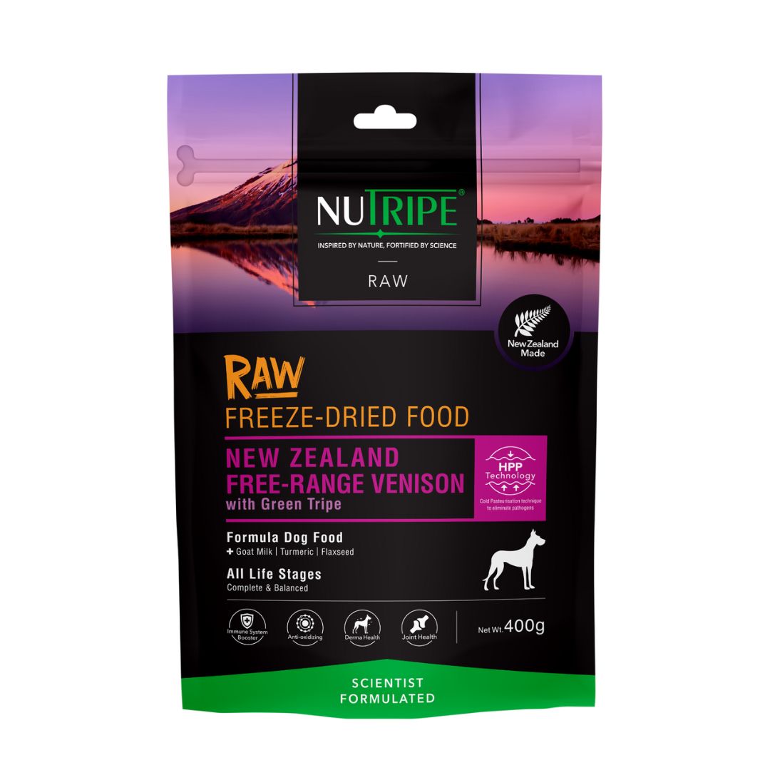 Nutripe Raw Dog 400g Freeze Dried New Zealand Free-range Venison With Green Tripe Dog