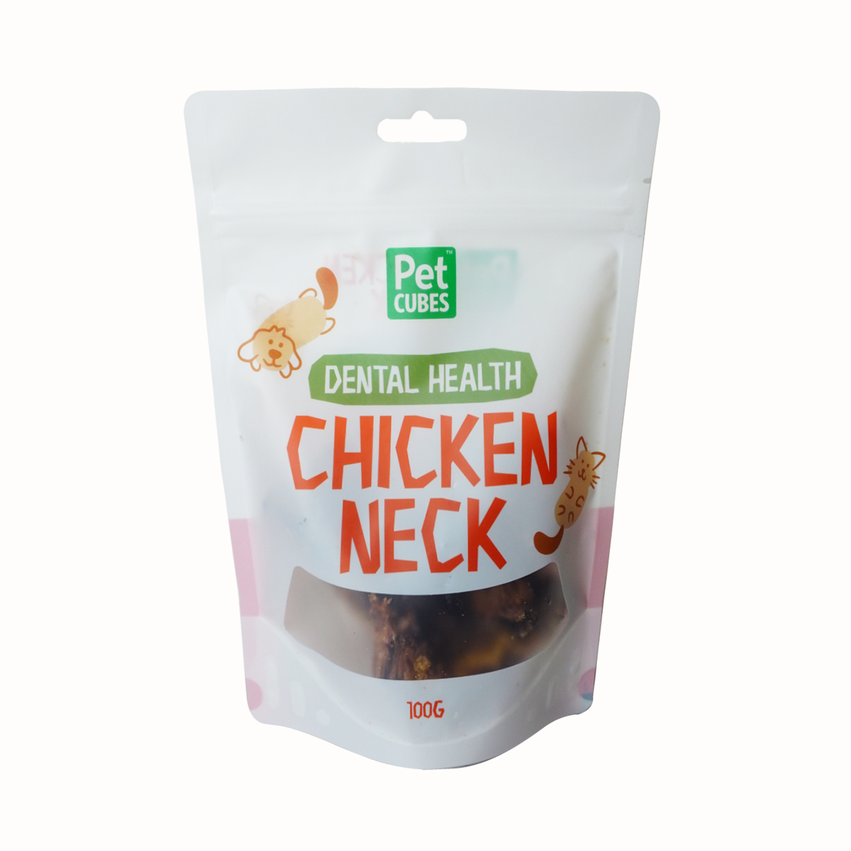 Pet Cubes 100g Chicken Neck Natural Dry Treats For Dogs / Cats