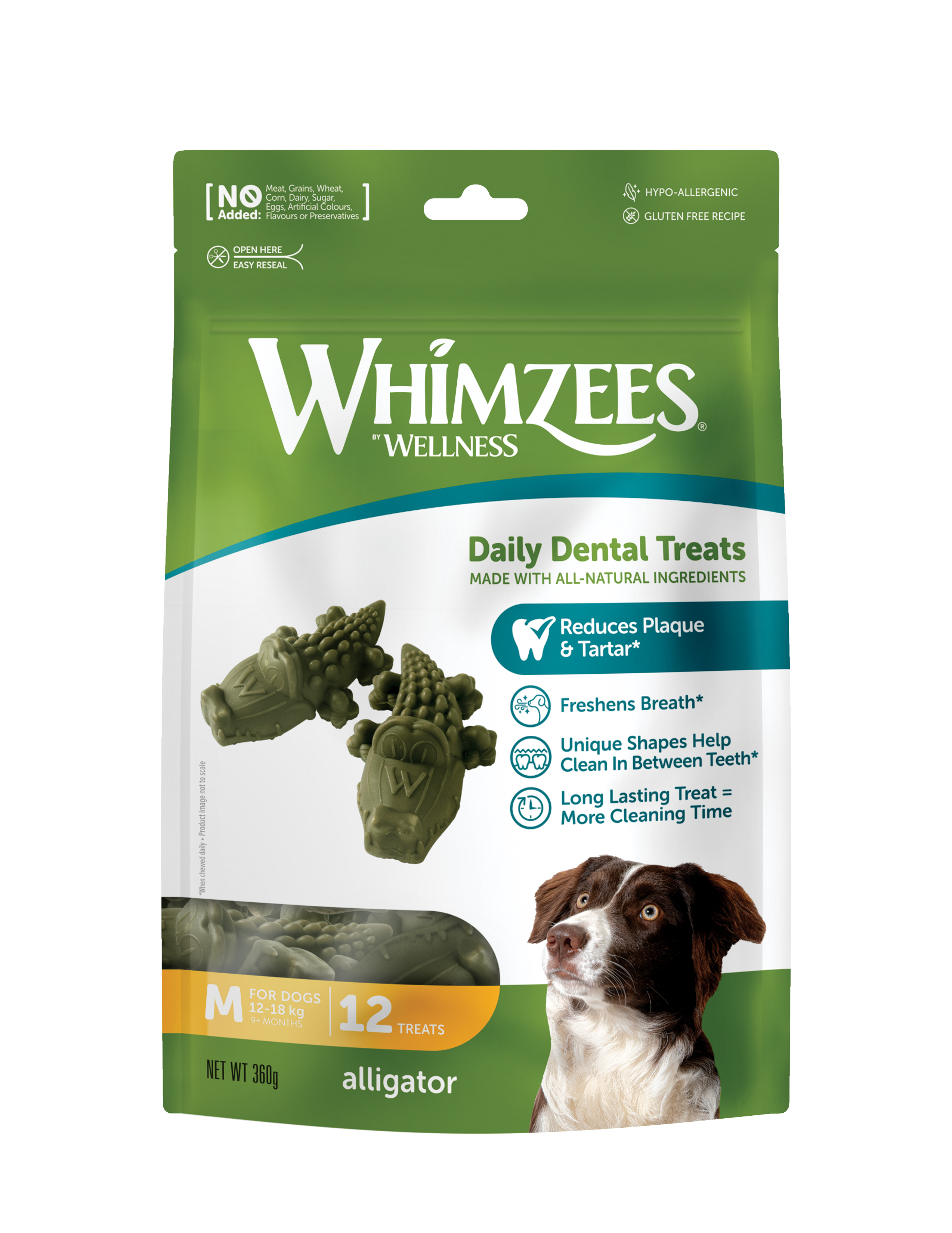 Whimzees Dog Alligator 12pcs (medium) Value Bag Dental Chews For Dogs