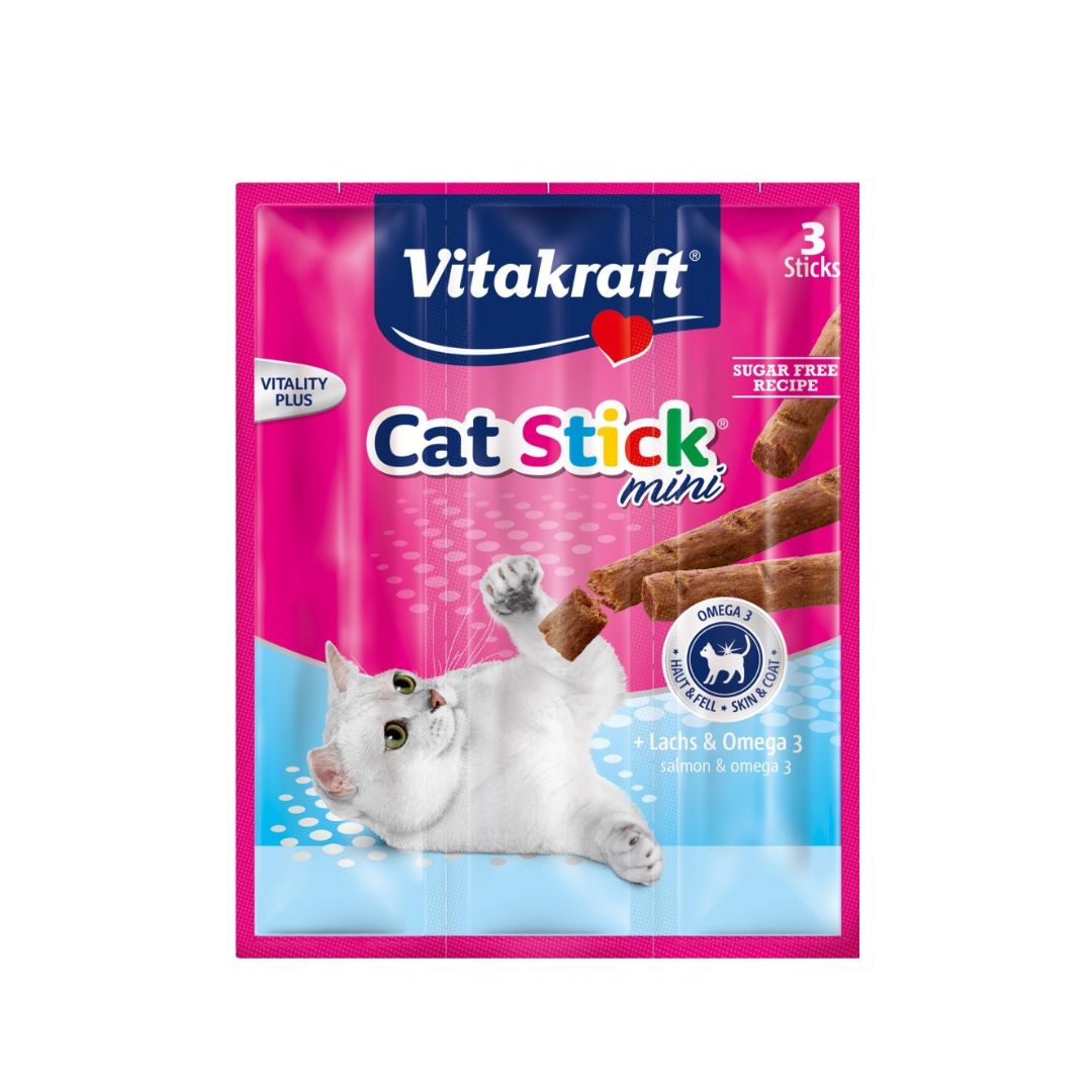 Vitakraft Cat 3pcs Stick Mini Salmon W Omega 3 Cat Treats