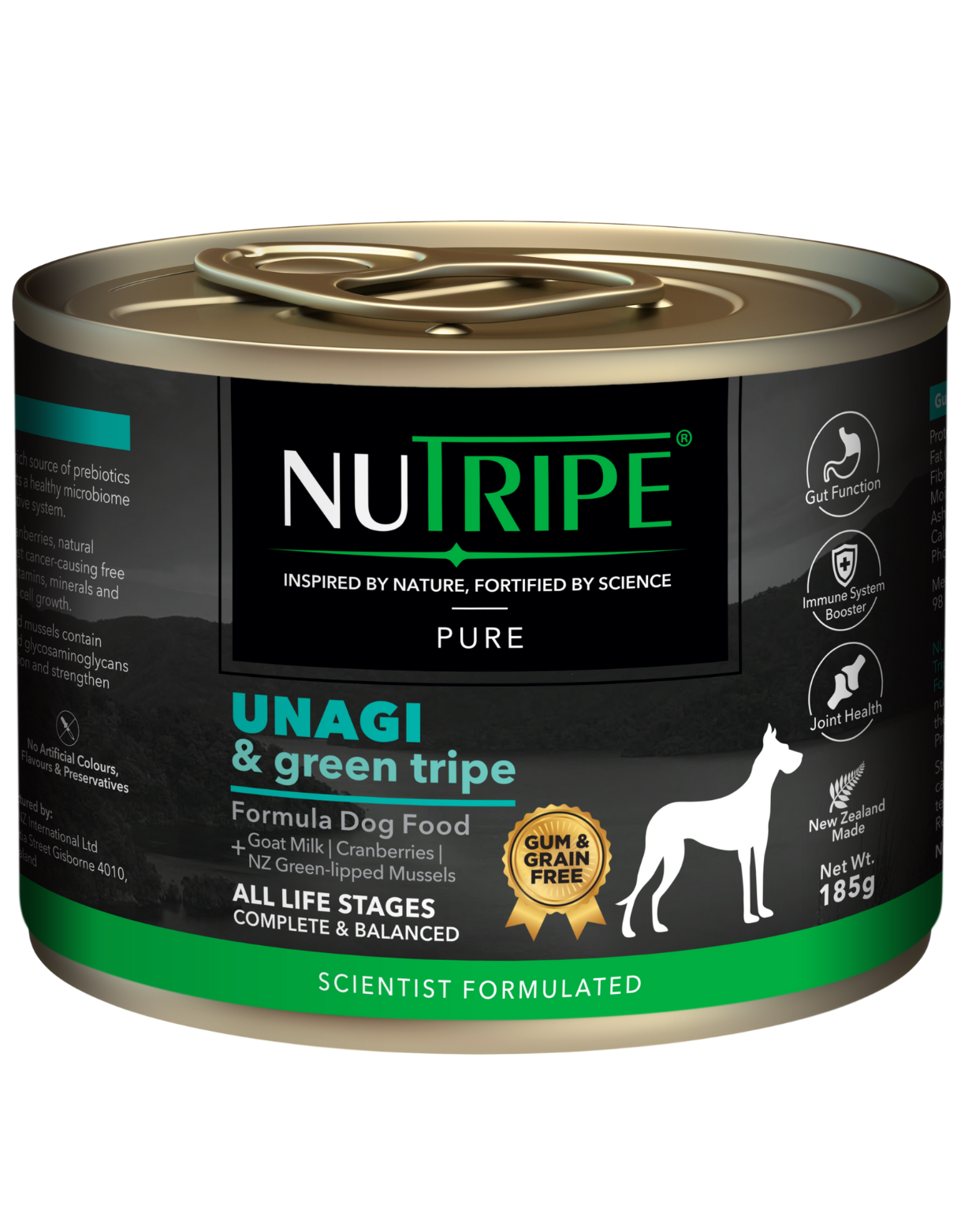 Nutripe Dog 185g Gum & Grain Free Pure Unagi & Green Tripe Dog Canned Food