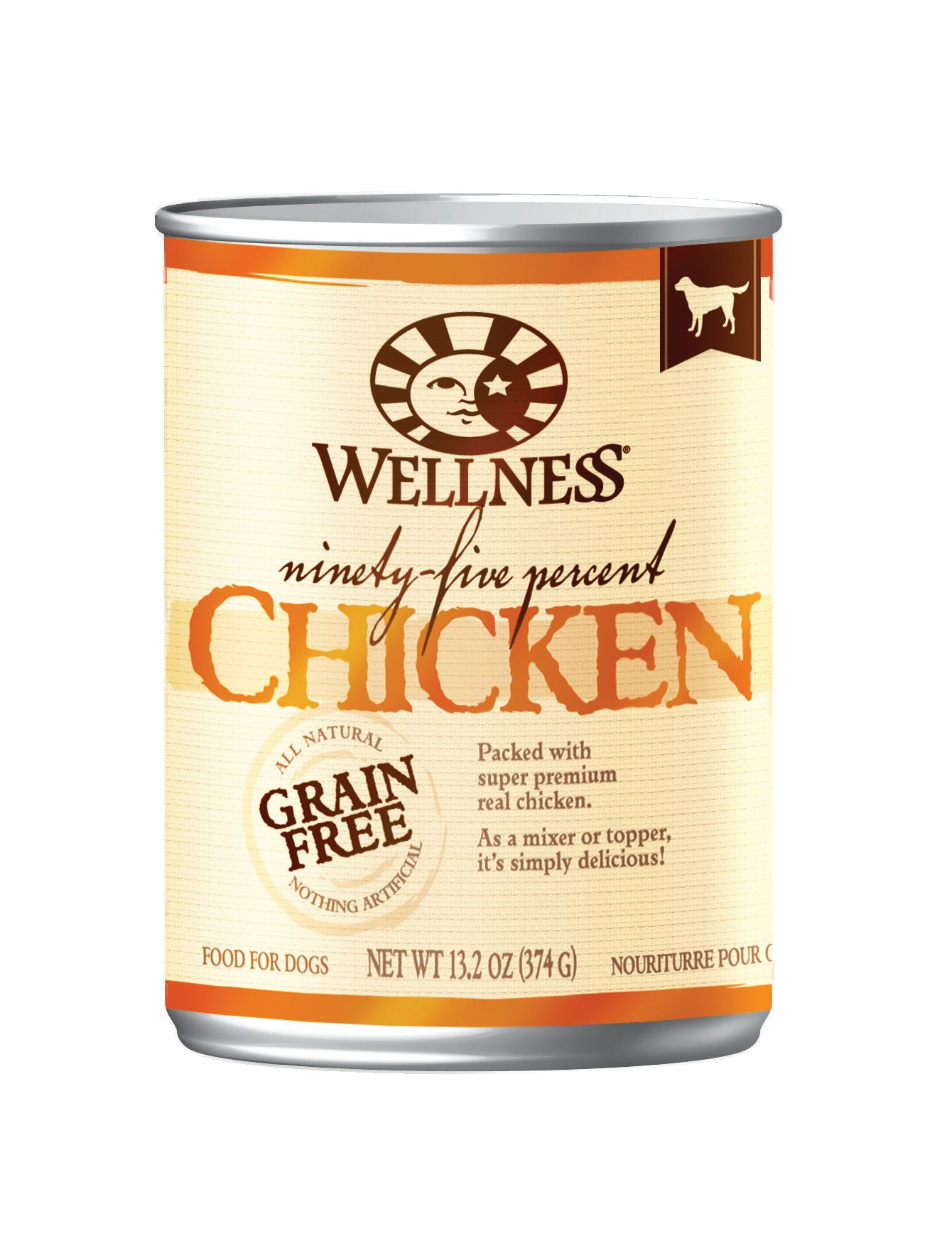 Wellness 95% Chicken Mixer & Topper Grain Free Wet Dog Food 374g
