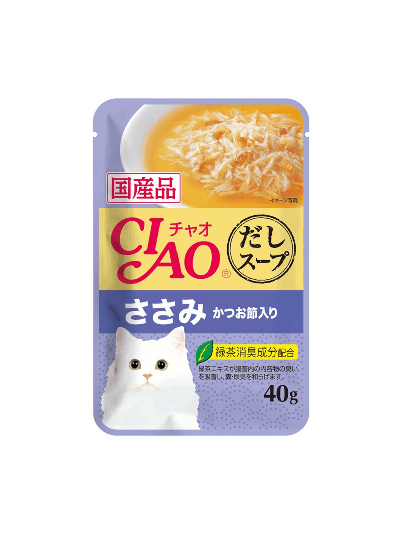 Ciao Soup Pouch 40g Chicken Fillet Topping Dried Bonito Wet Cat Food