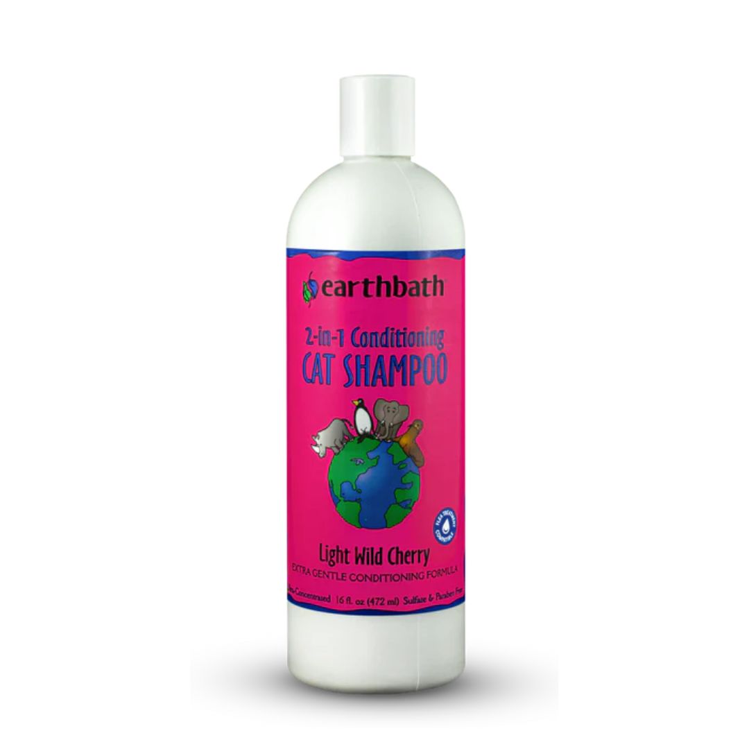 Earthbath 472ml Cat 2in1 Conditioning Cat Shampoo Light Wild Cherry