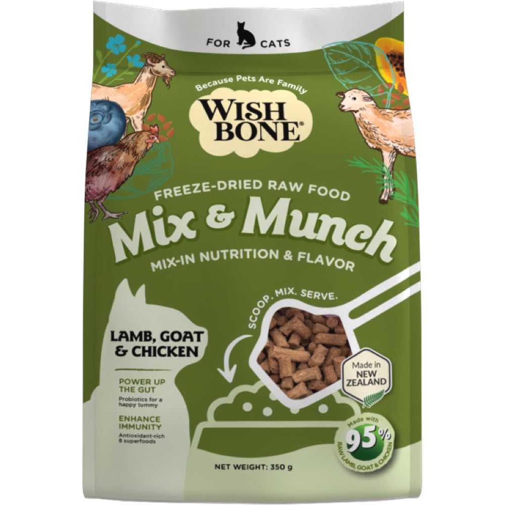 Wishbone Cat 350g Mix & Munch Lamb Goat And Chicken Freeze Dried Raw Cat Food
