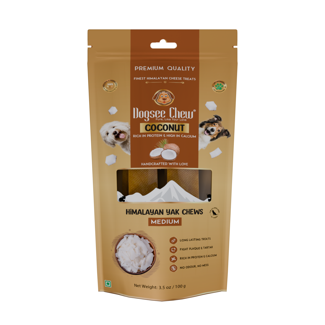 Dogsee Chew Dog 100g Coconut Medium Bars Dog Treat