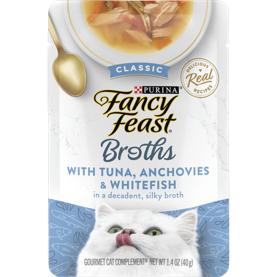 Fancy Feast Cat 40g Broths Classic Tuna, Anchovies & Whitefish Wet Cat Food