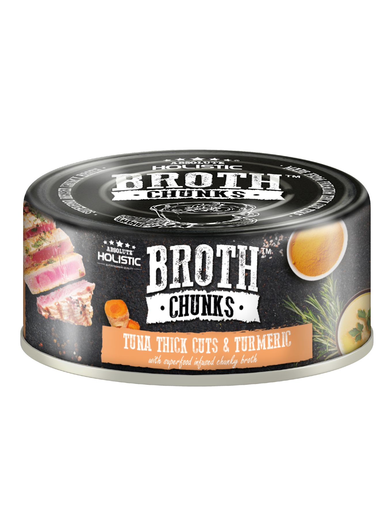 Absolute Holistic Broth Chunks Tuna Thick Cuts & Turmeric Wet Cat & Dog Food 80g