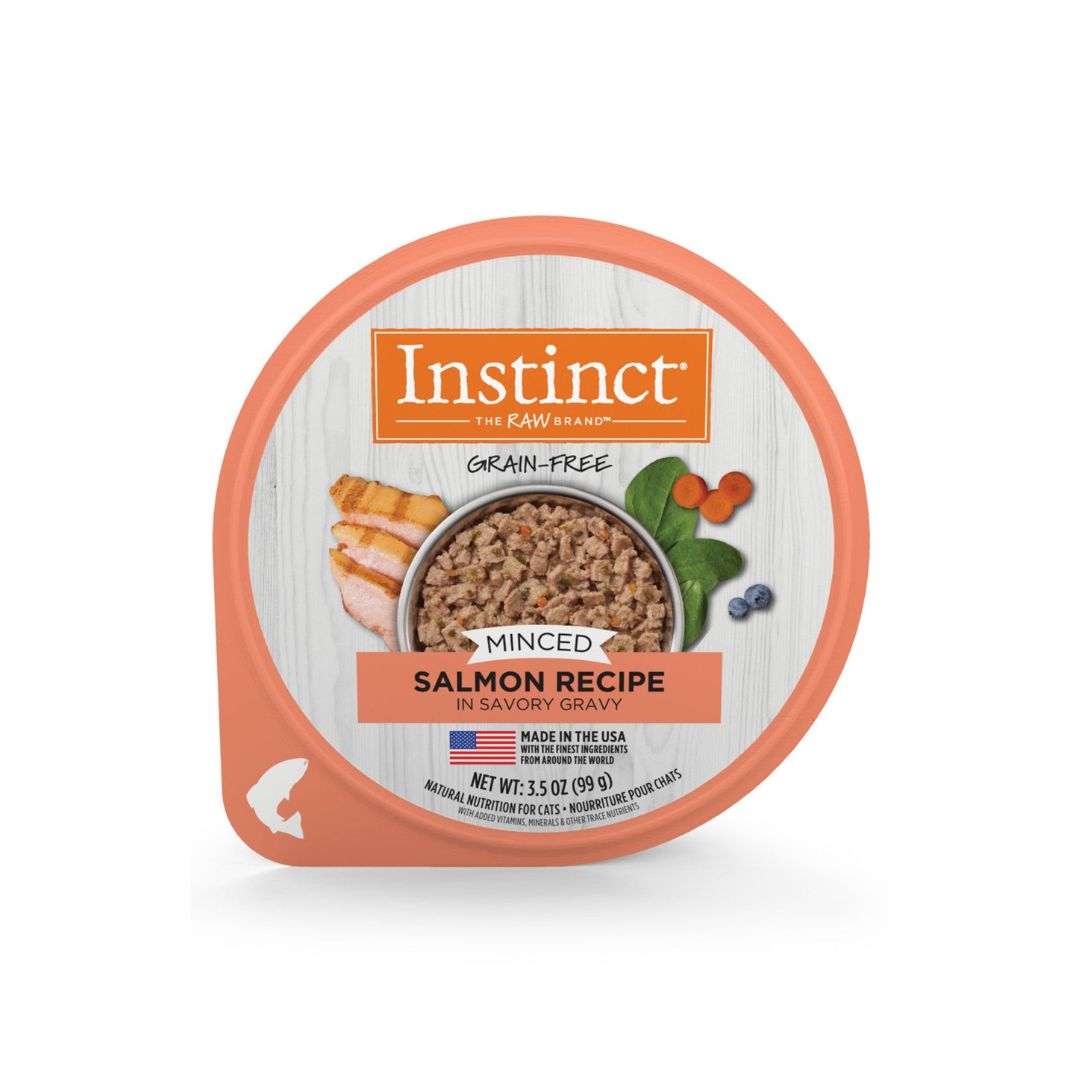Instinct Cat 3.5oz Original Minced Cups Real Salmon Recipe In Savory Gravy Wet Cat Food