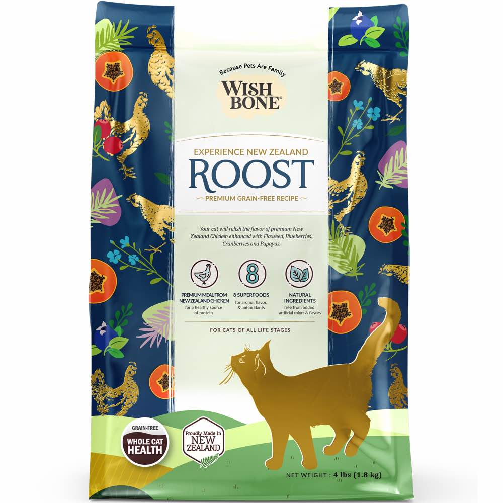 Wishbone Cat 4lb Roost Chicken Whole Pet Health W/8 Superfoods Dry Cat Food