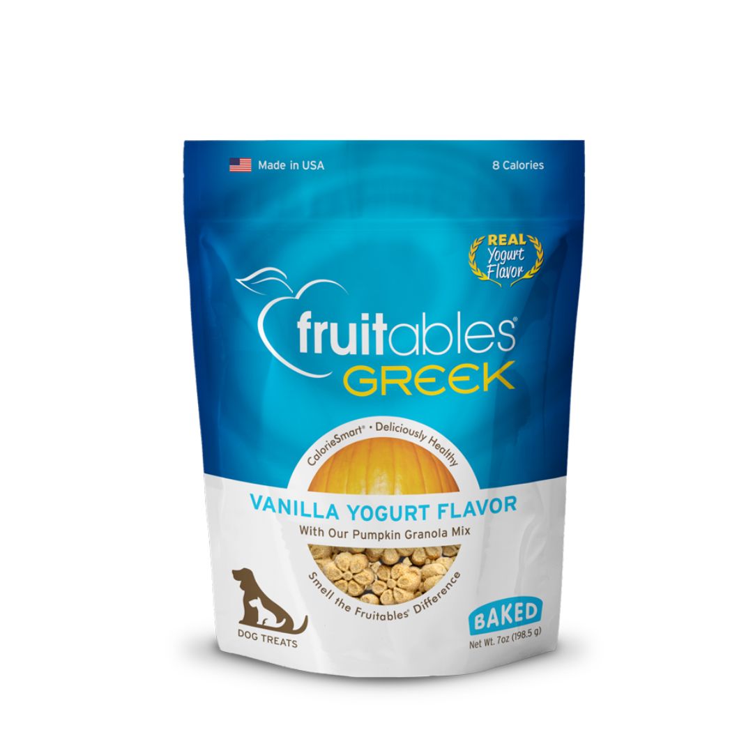 Fruitables Dog 7oz Greek Vanilla Yogurt Flavor Crunchy Dog Treats