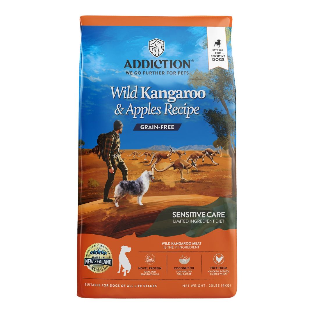 Addiction Dog 9kg Grain Free Wild Kangaroo & Apples Dry Dog Food