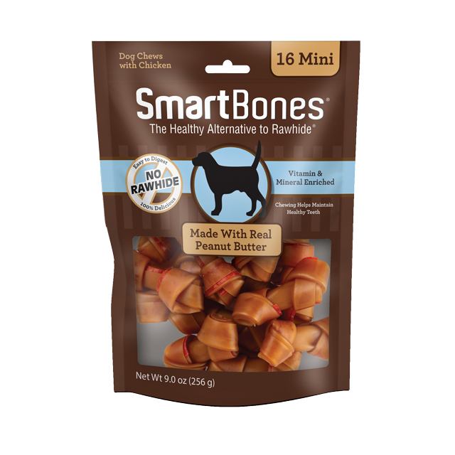 Smartbones Dog Mini 16pcs Classic Bone Chews Peanut Butter Dog Treat