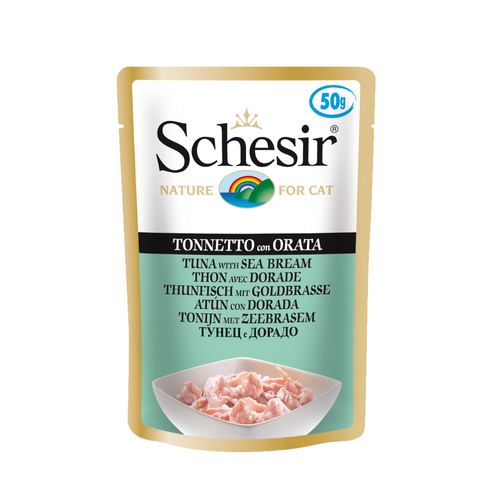 Schesir Cat 50g Tuna With Seabream Pouch Wet Cat Food