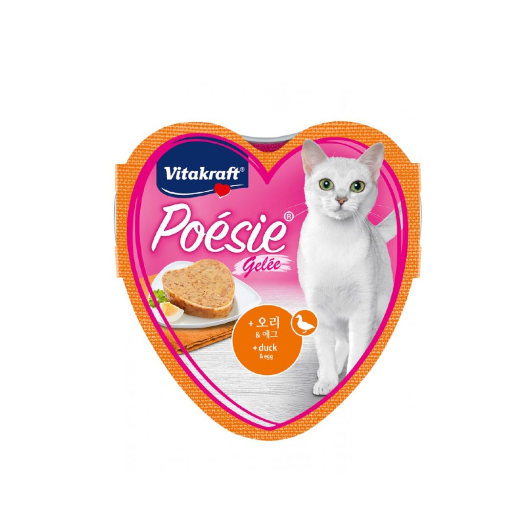 Vitakraft Cat 85g Poesie Hearts Duck & Egg In Jelly Tray 85g Wet Food