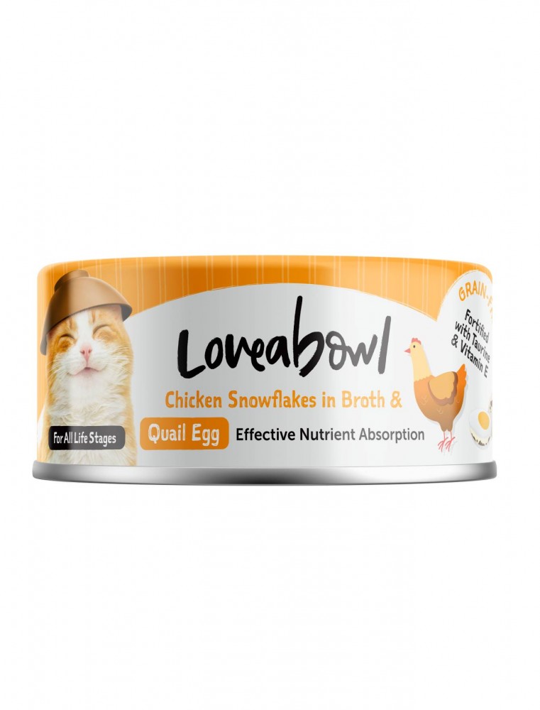 Loveabowl Cat 70g Chicken Snowflakes In Broth With Quail Egg Cat Wet Canned Food