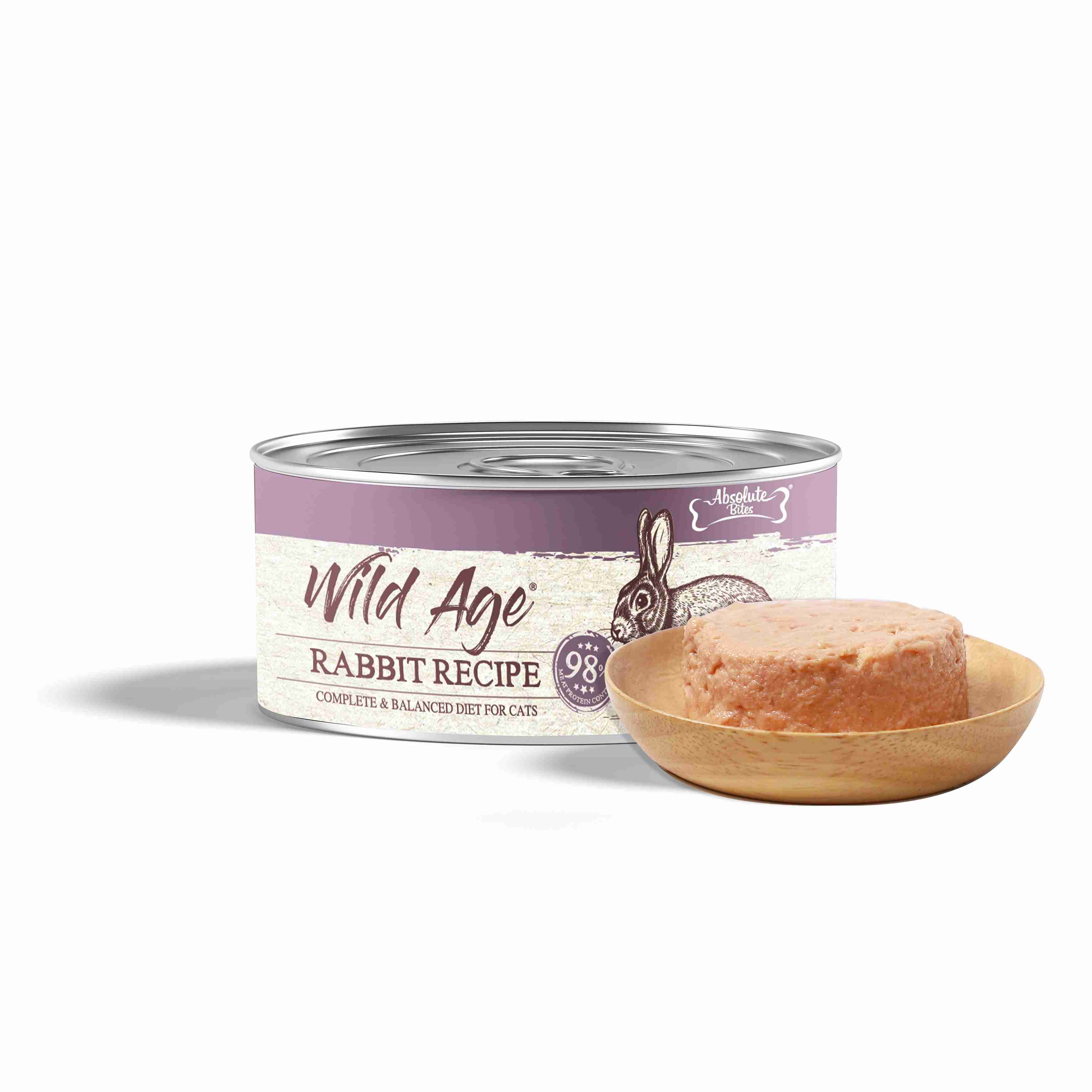 Absolute Bites Wild Age Cat 80g Complete & Balanced Diet Rabbit Canned Wet Cat Food