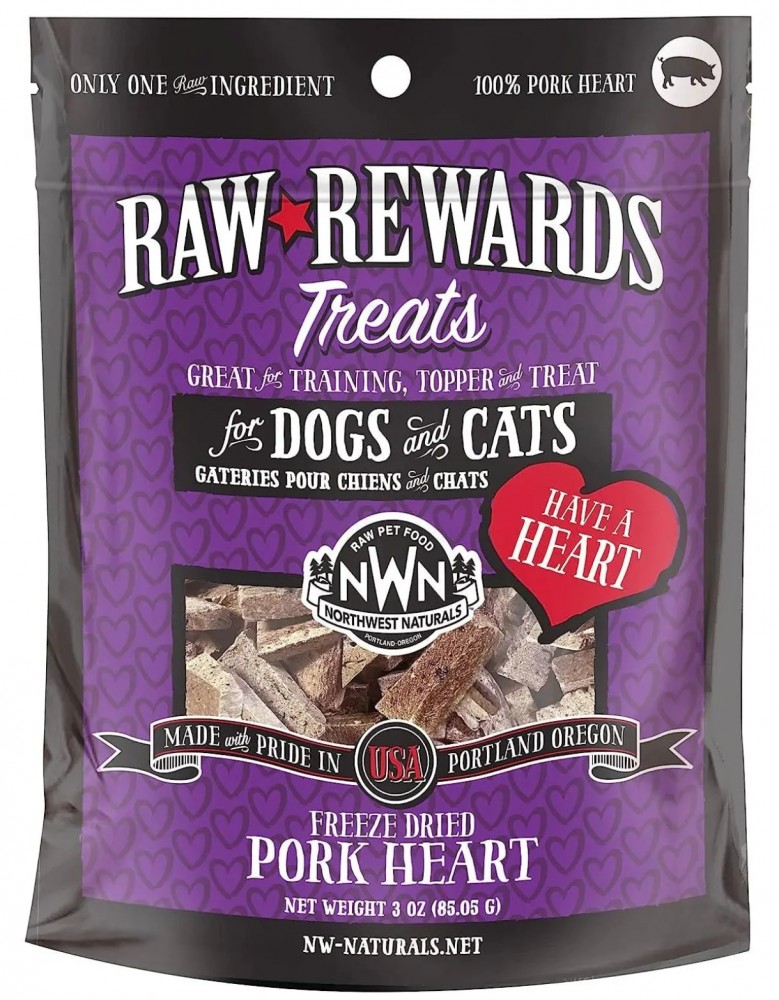 (exp: 9 Apr 2025) Northwest Naturals Raw Rewards Pork Heart Freeze-dried Dog & Cat Treats 10oz