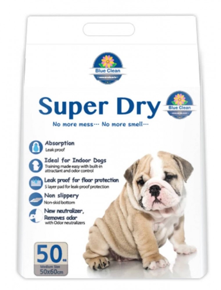 Super Dry Ultra Absorbent Dogs Pee Pad 50pcs M | 50 Pcs