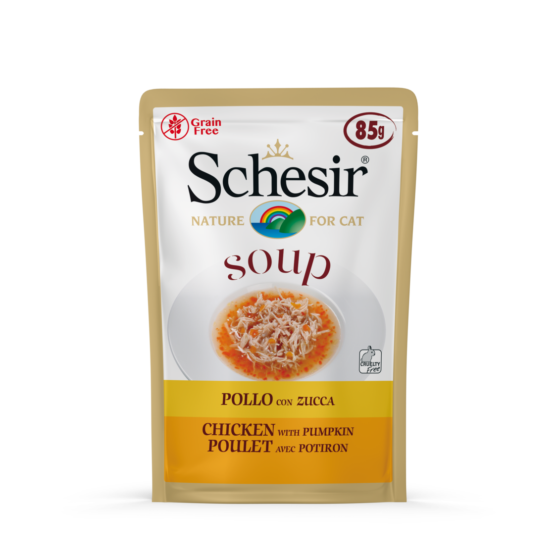 Schesir Cat 85g Chicken & Pumpkin Pouches In Soup Wet Cat Food