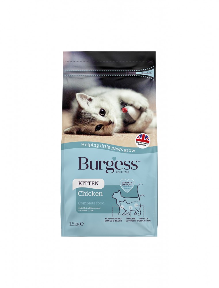 Burgess Cat 1.5kg British Chicken Kitten Complete Dry Cat Food
