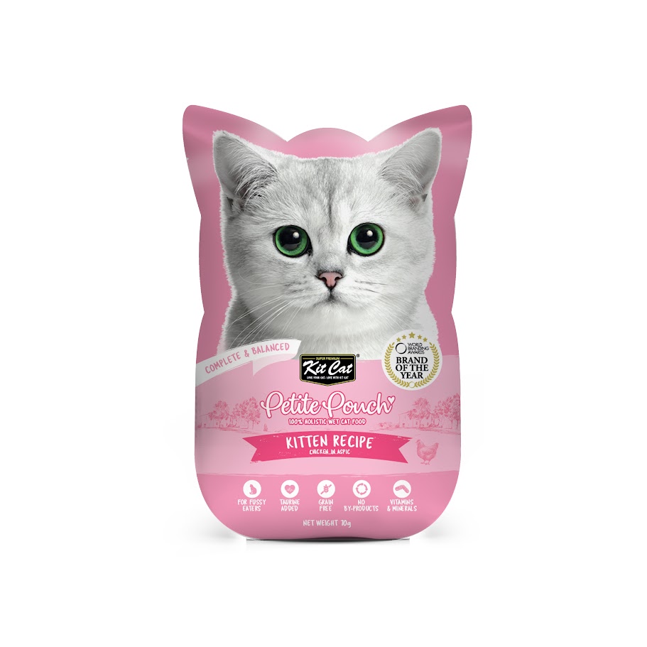 Kit Cat 70g Petite Pouch Complete & Balanced Kitten Chicken In Aspic Wet Cat Food