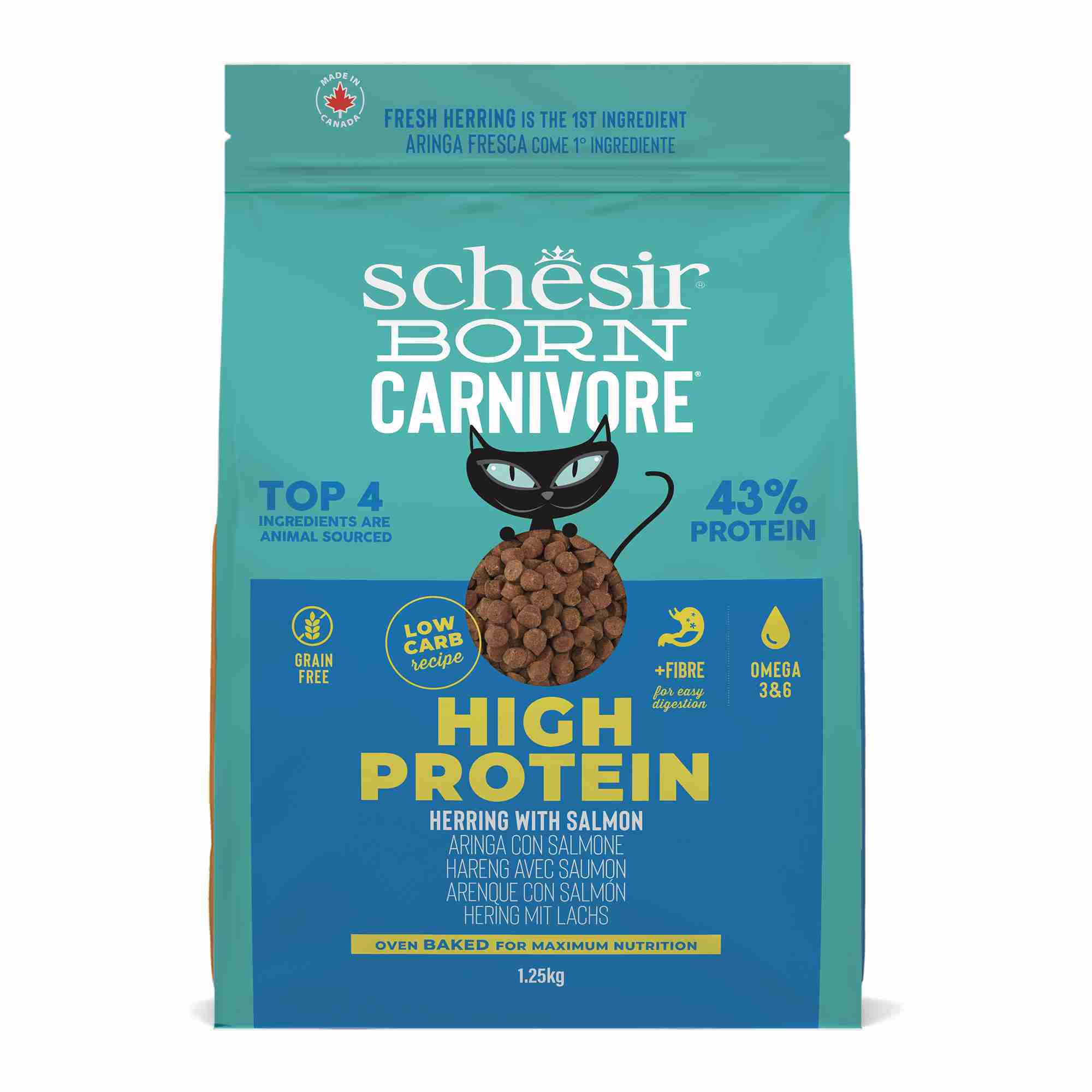 Schesir Cat 1.25kg Born Carnivore Herring With Salmon Baked Dry Recipe Dry Cat Food