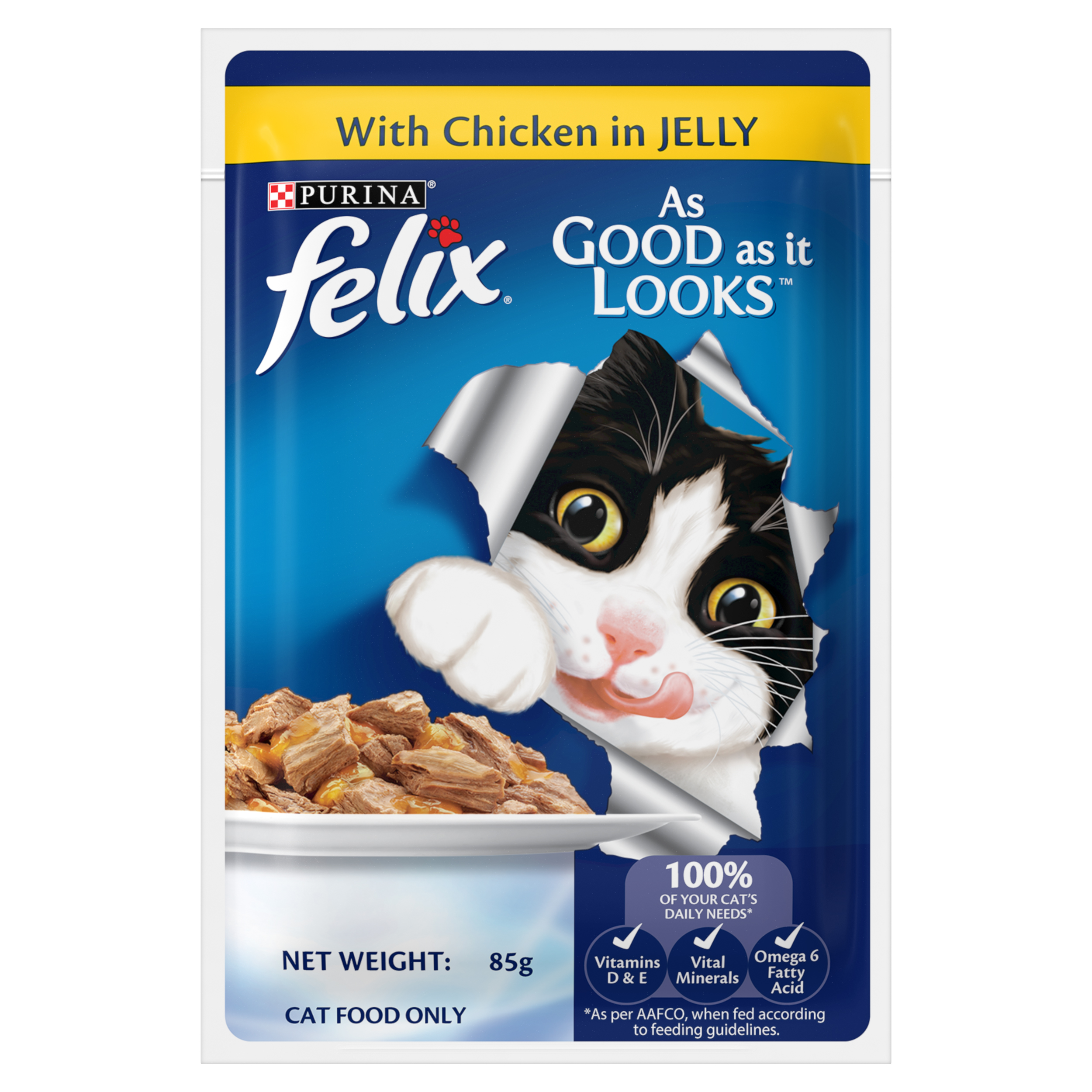 Felix Cat 85g Adult Chicken In Jelly Pouch Wet Cat Food