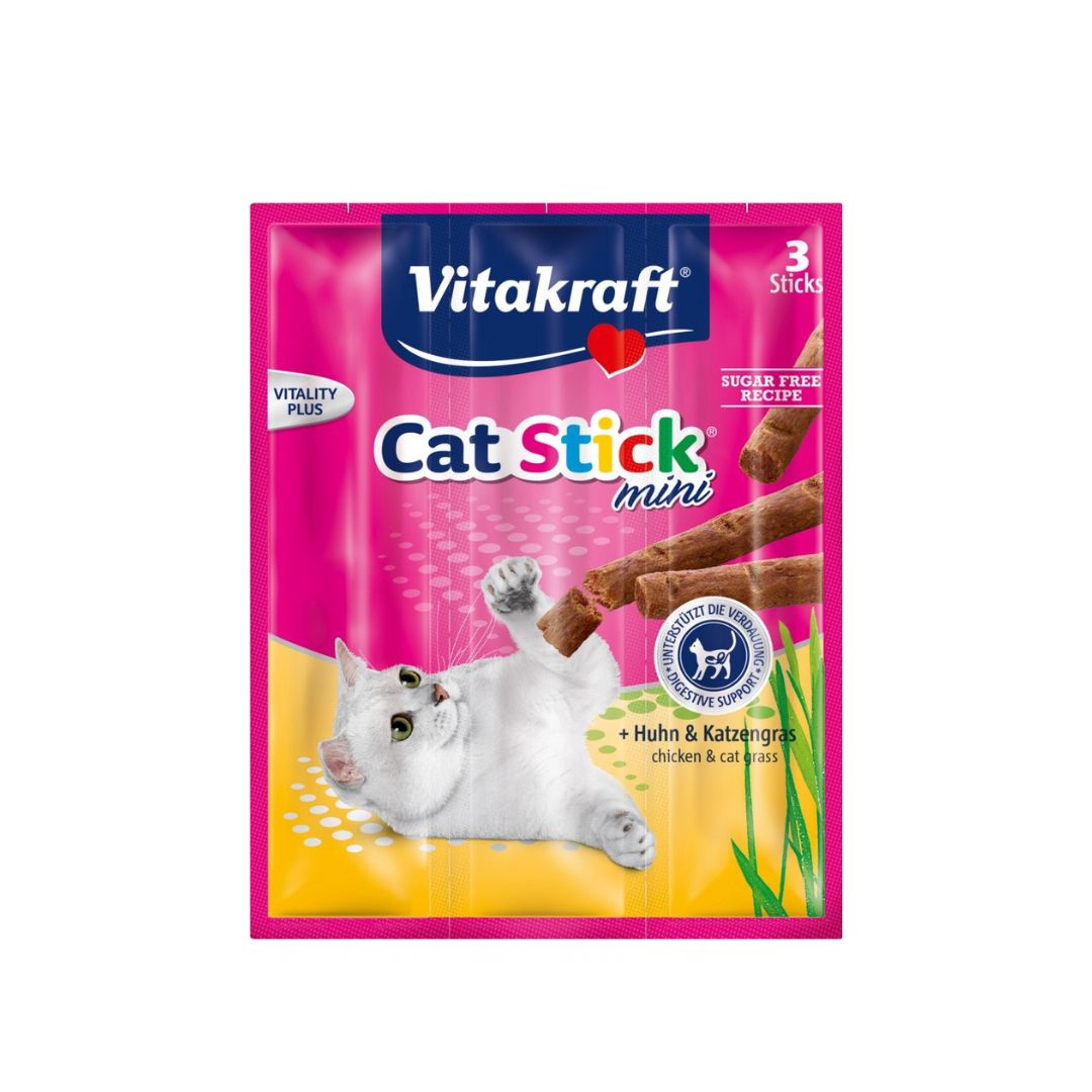 (exp: 02 Feb 2025) Vitakraft Cat 3pcs Stick Mini Chicken & Cat Grass Cat Treats