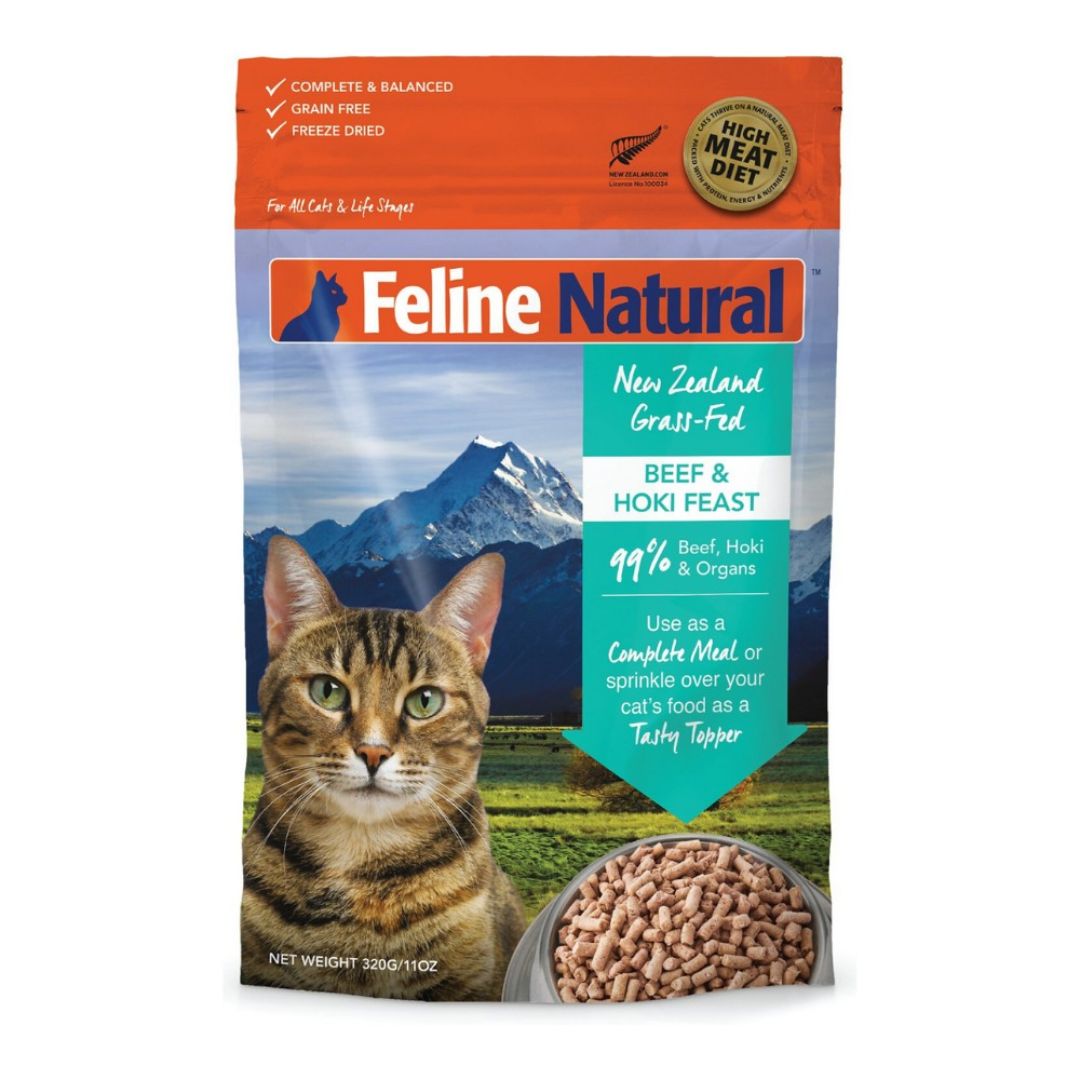 Feline Natural Freeze Dried 320g Beef & Hoki Feast Dry Cat Food