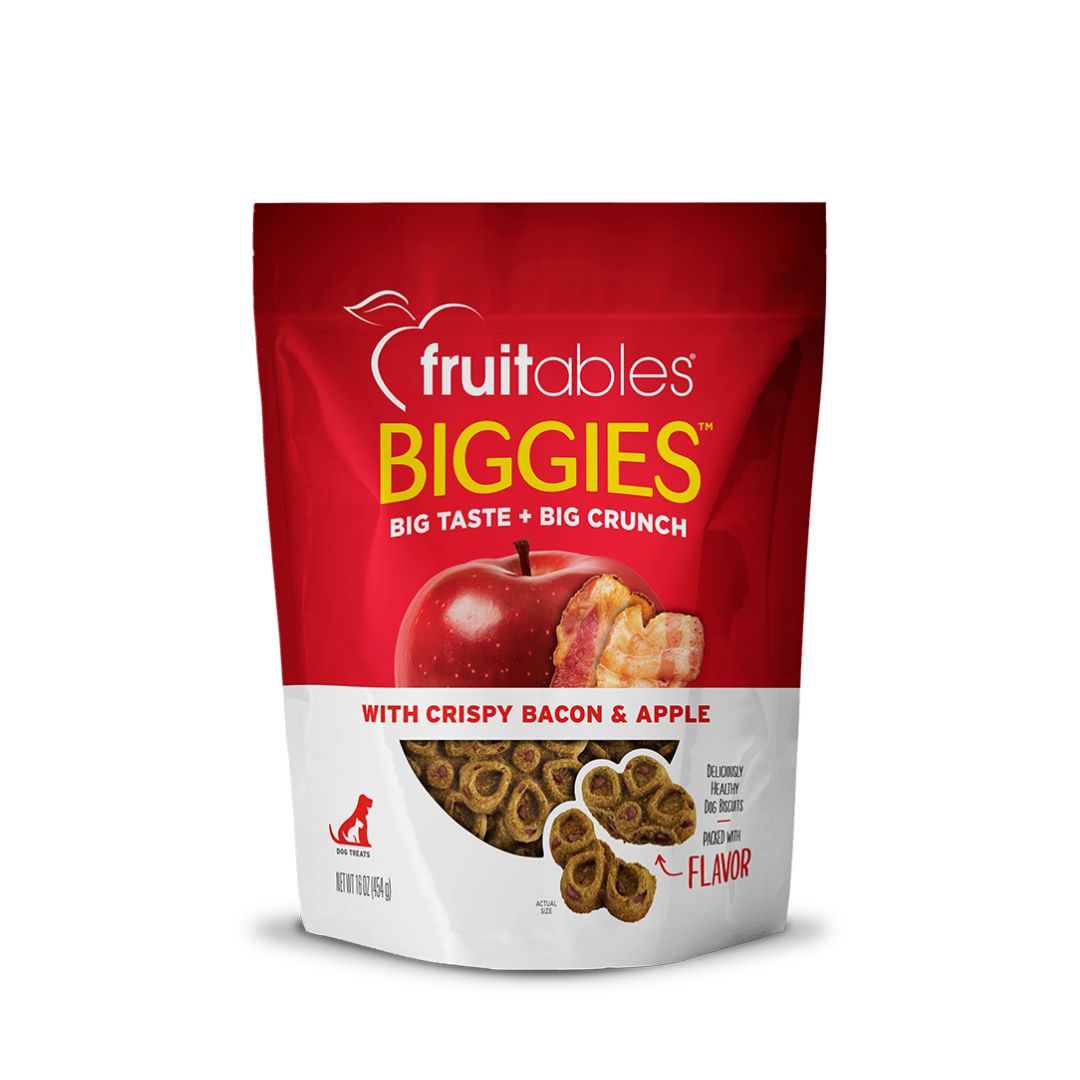 Fruitables Dog 16oz Biggies Crispy Bacon & Apple Dog Treats