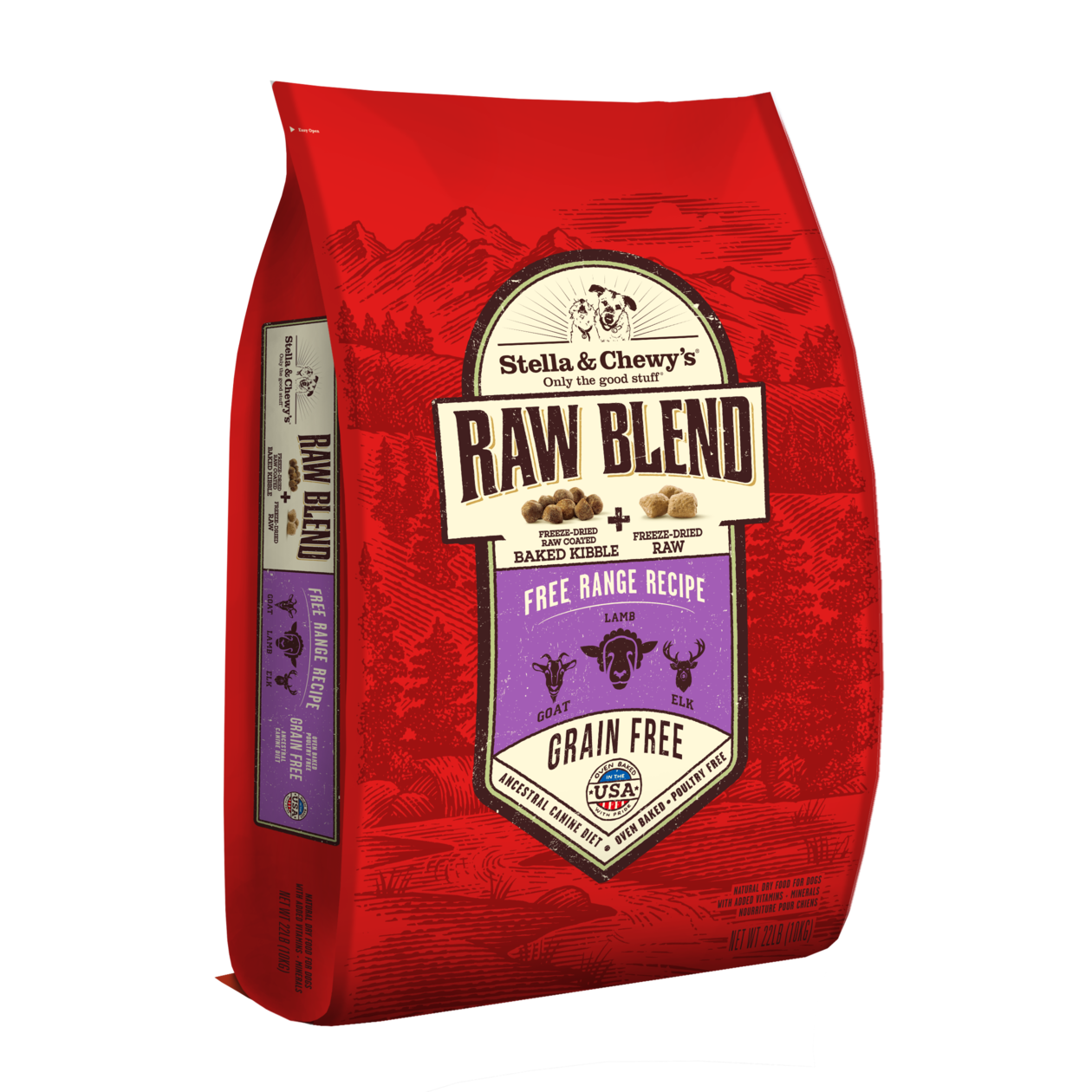 Stella & Chewy's Dog 10kg (22lb) Raw Blend Baked Kibble (free Range - Goat, Lamb & Elk) Dry Dog Food