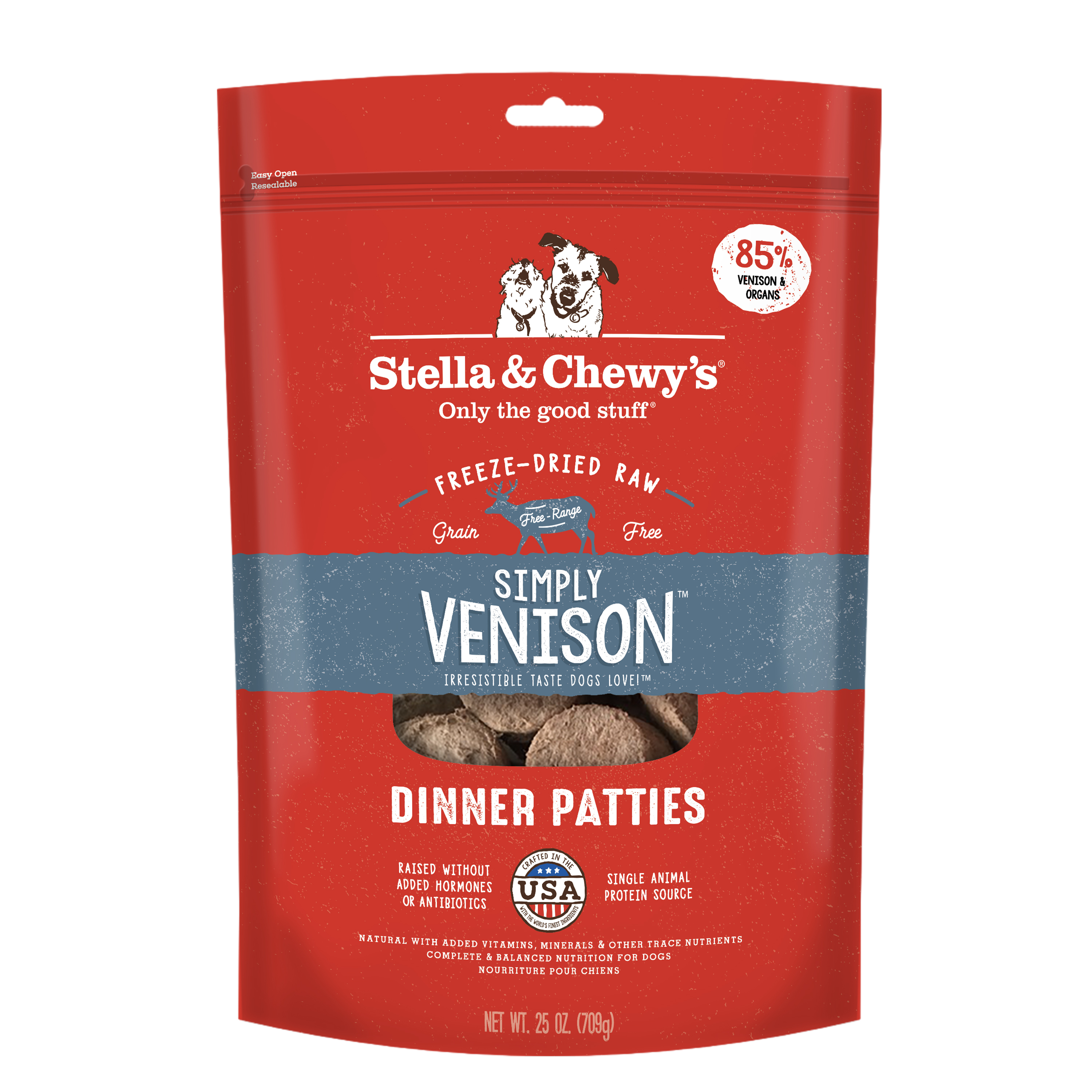 Stella & Chewy's Dog Freeze Dried Raw Dinner Patties 709g Simply Venison Raw Dog Food
