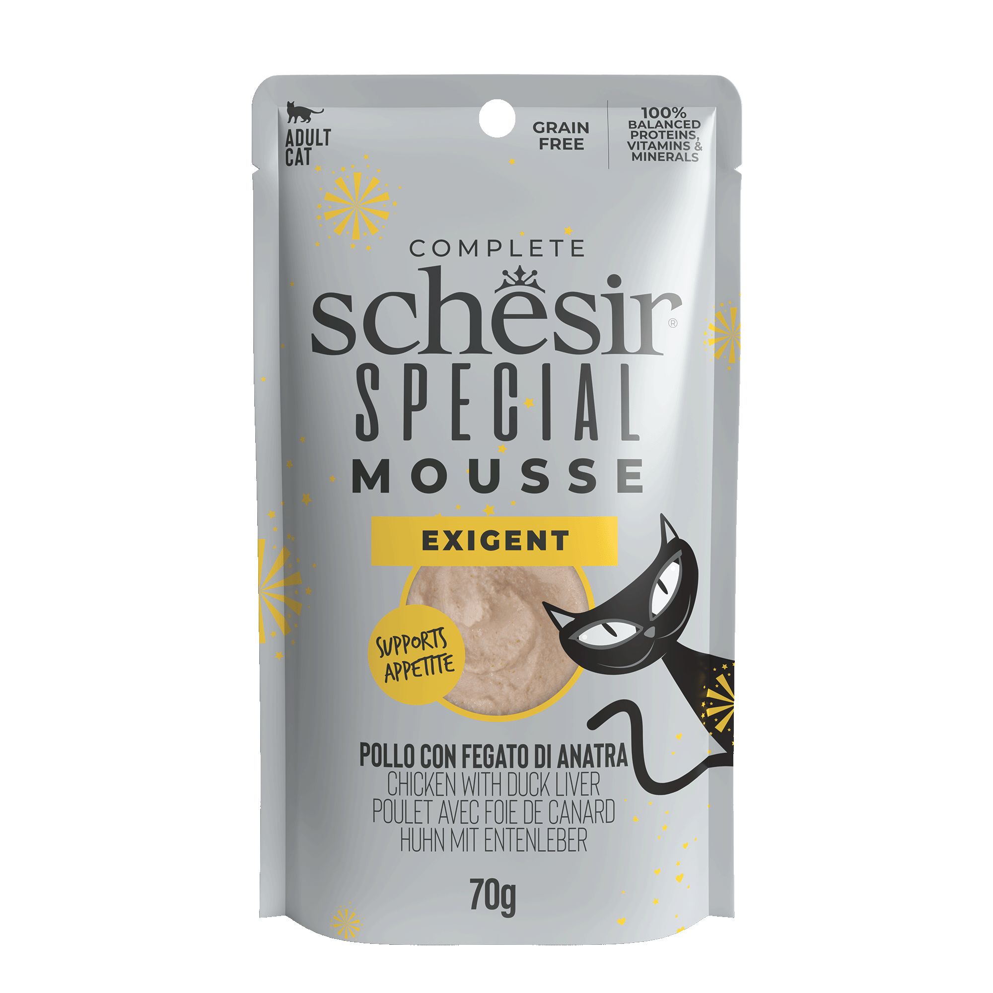 Schesir Cat 70g Special Mousse Exigent Chicken With Duck Liver Pouch Wet Cat Food