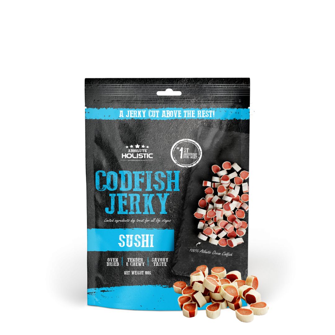 Absolute Holistic Dog 100g Jerky Cod Fish Sushi Dog Treat