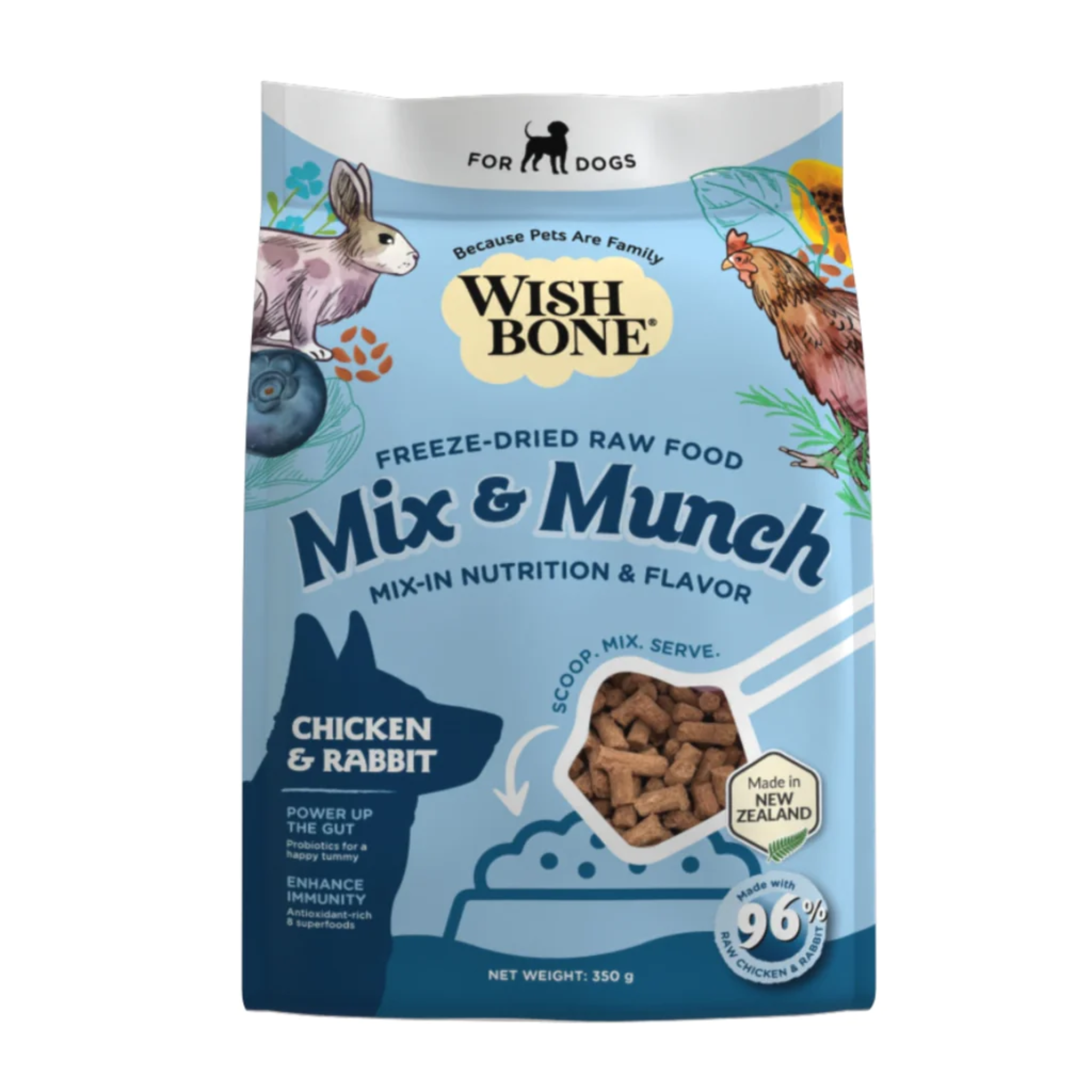 Wishbone Dog 350g Mix & Munch Chicken & Rabbit Grain-free Freeze-dried Raw Food Dog Food Topper