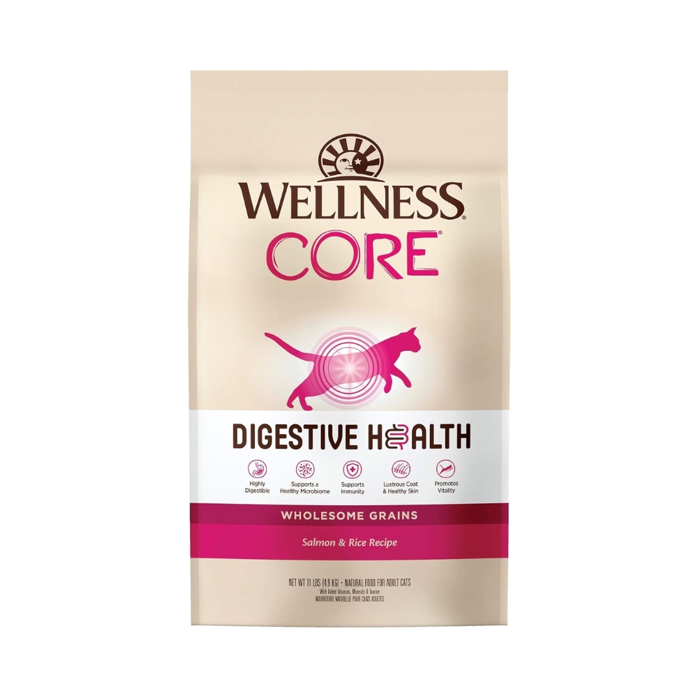 Wellness Core Cat 4.9kg (11lb) Digestive Health With Wholesome Grains Salmon Recipe Dry Cat Food